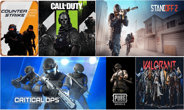 A collage of popular video game posters.